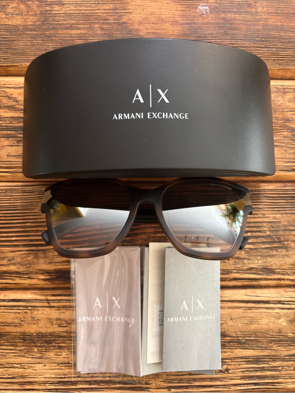 Armani Exchange Black Sunglasses with Matte Finish
